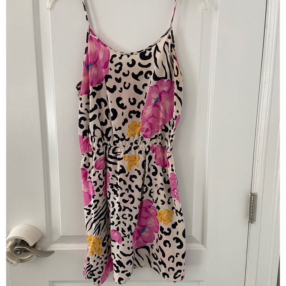 Anthropologie -mini silk dress leopard print